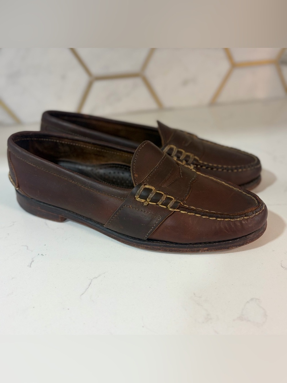 Vintage 90s Ralph Lauren Made in USA Rancourt Beefroll Penny Loafers M8.5/W10